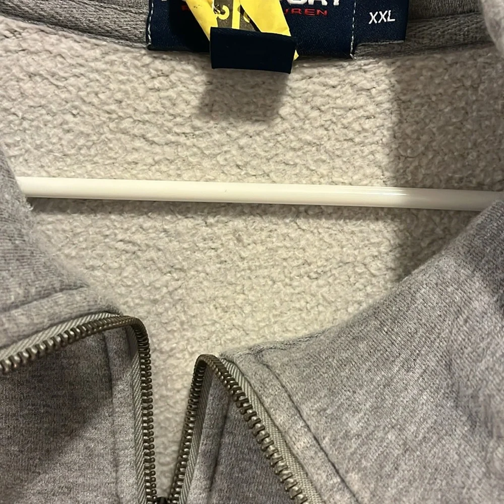 Polo Sport Ralph Lauren Vintage Spell Out Sweatshirt 1/4 Zip shirt gray Mens XXL